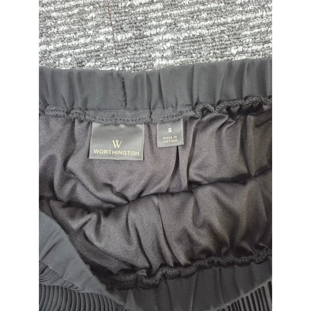 Worthington‎ Pleated Skirt Women Small Black White Colorblock Midi NWT